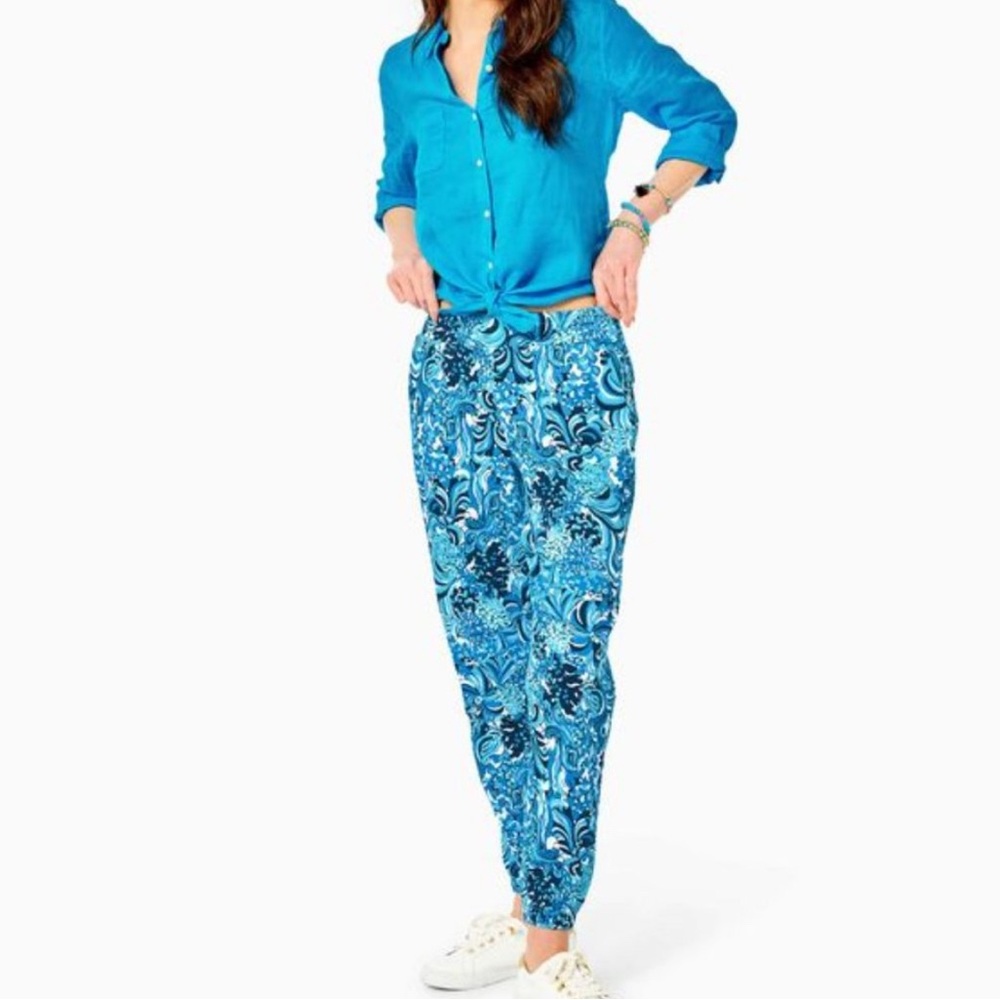 Lilly Pulitzer 29" Rici Stretch Jogger Pants Resort White Mermazing
